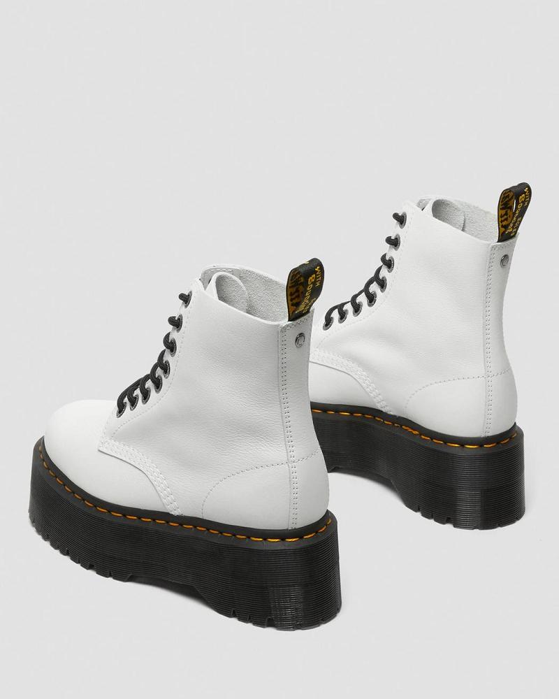 Botas Plataforma Dr Martens 1460 Pascal Max Cuero Mujer Blancos | MX 549PJJ